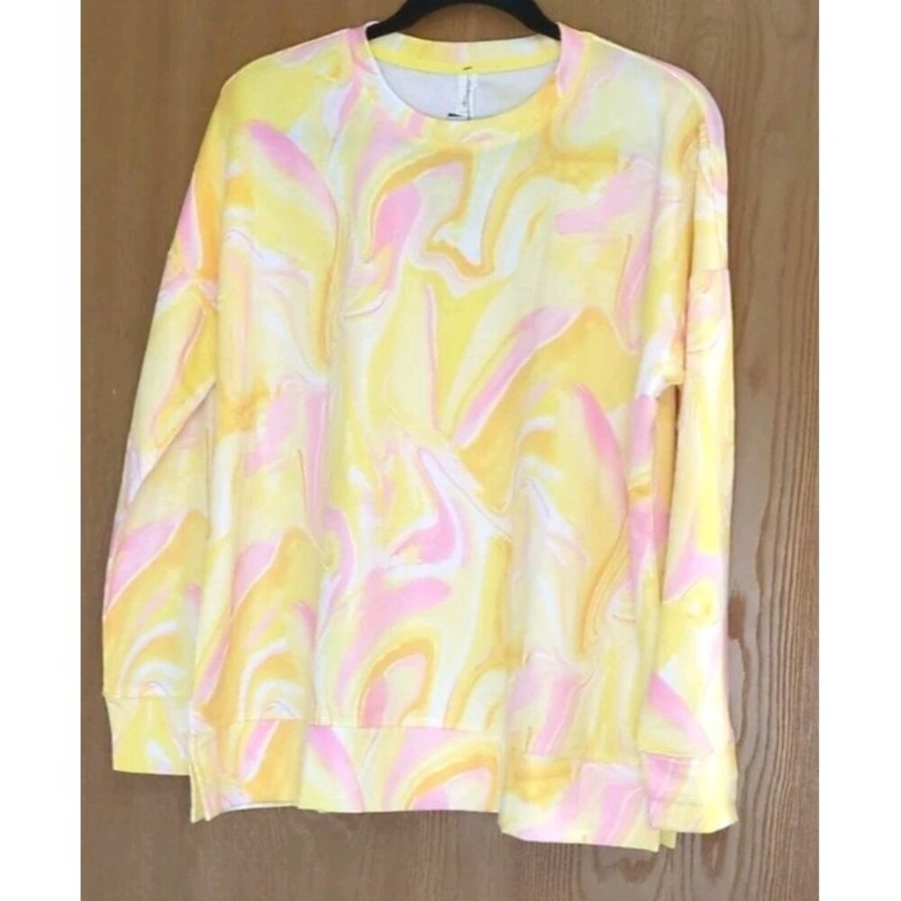 ID Ideology Womens Relaxed Crewneck Sweatshirt Yellow Size M Lemon Whirl New